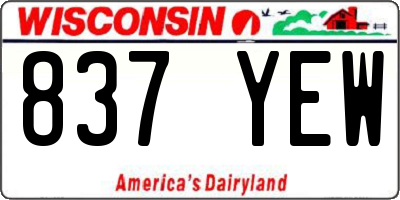 WI license plate 837YEW