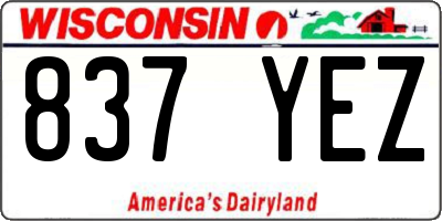 WI license plate 837YEZ