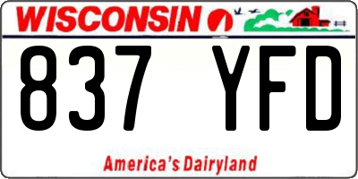 WI license plate 837YFD