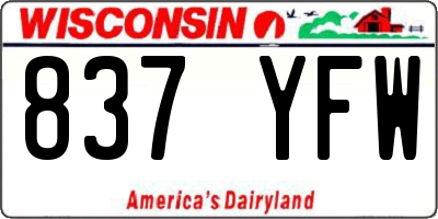 WI license plate 837YFW