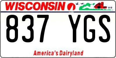 WI license plate 837YGS