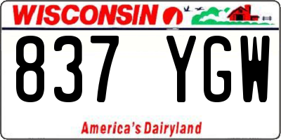 WI license plate 837YGW