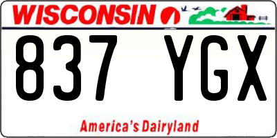WI license plate 837YGX