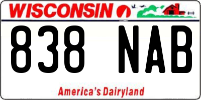 WI license plate 838NAB