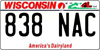 WI license plate 838NAC