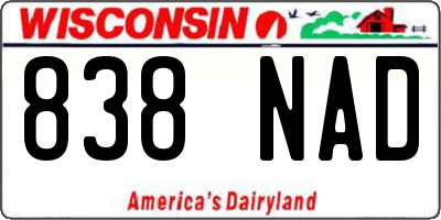 WI license plate 838NAD