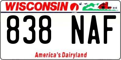 WI license plate 838NAF