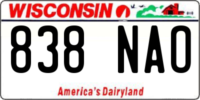 WI license plate 838NAO