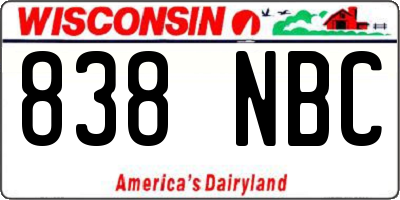 WI license plate 838NBC