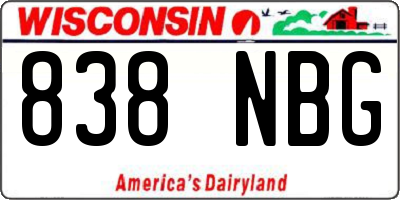 WI license plate 838NBG