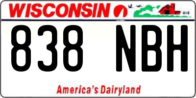 WI license plate 838NBH