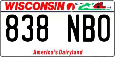 WI license plate 838NBO