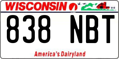 WI license plate 838NBT