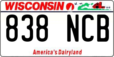 WI license plate 838NCB