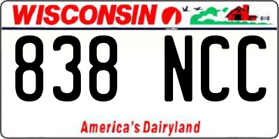 WI license plate 838NCC