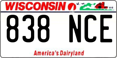WI license plate 838NCE