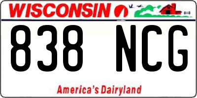 WI license plate 838NCG