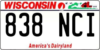 WI license plate 838NCI