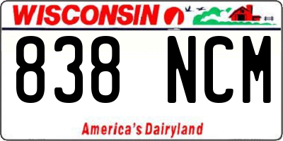 WI license plate 838NCM