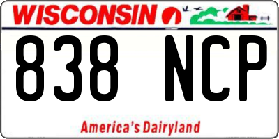 WI license plate 838NCP