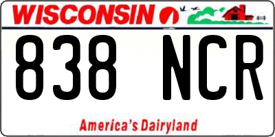 WI license plate 838NCR