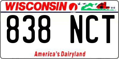 WI license plate 838NCT