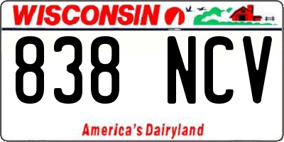WI license plate 838NCV