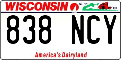 WI license plate 838NCY