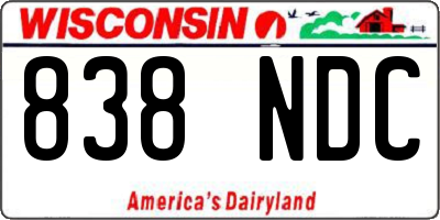 WI license plate 838NDC