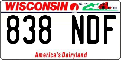 WI license plate 838NDF