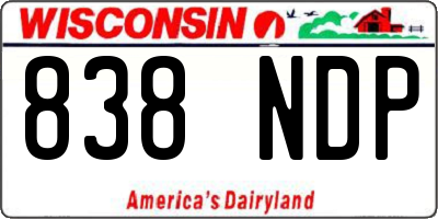 WI license plate 838NDP