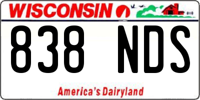 WI license plate 838NDS