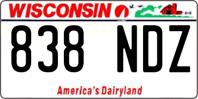 WI license plate 838NDZ