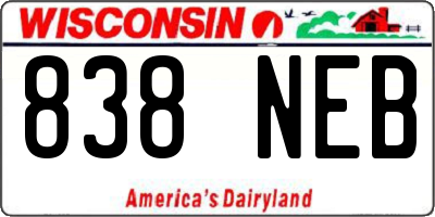 WI license plate 838NEB