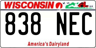 WI license plate 838NEC