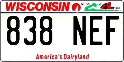 WI license plate 838NEF