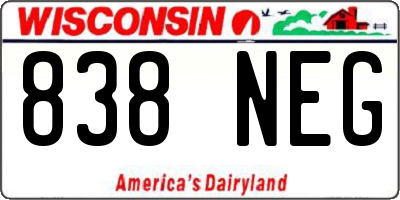 WI license plate 838NEG