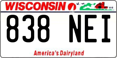 WI license plate 838NEI