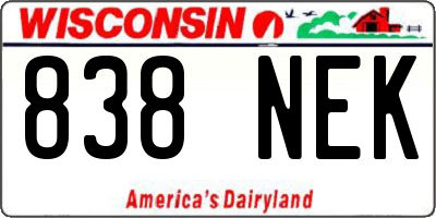 WI license plate 838NEK