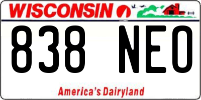 WI license plate 838NEO