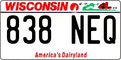 WI license plate 838NEQ