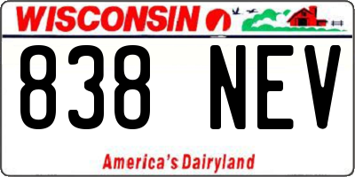 WI license plate 838NEV
