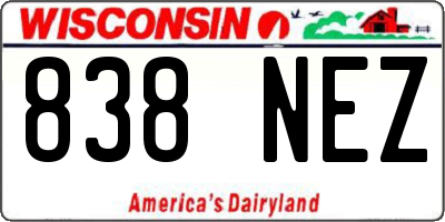 WI license plate 838NEZ