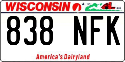 WI license plate 838NFK