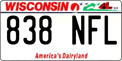 WI license plate 838NFL