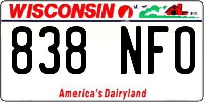 WI license plate 838NFO