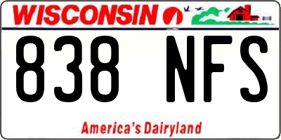 WI license plate 838NFS