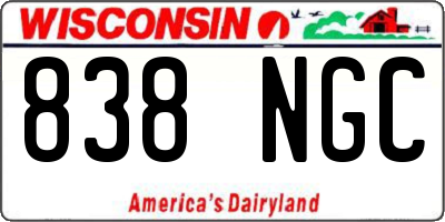 WI license plate 838NGC