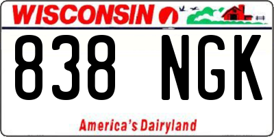 WI license plate 838NGK