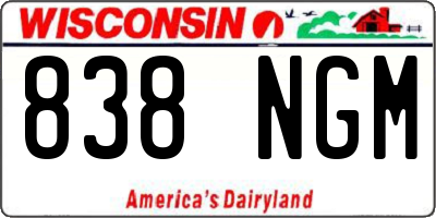 WI license plate 838NGM